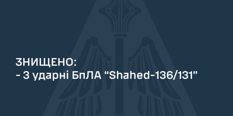 Вночі у Запорізькій області знищено 3 з 5 російських ударних дронів