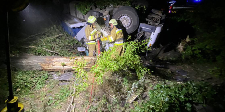 Під Миколаєвом вантажний Volvo перекинувся в кювет. Водій загинув (ФОТО)