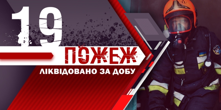 На Миколаївщині за минулу добу зареєстровано 19 пожеж