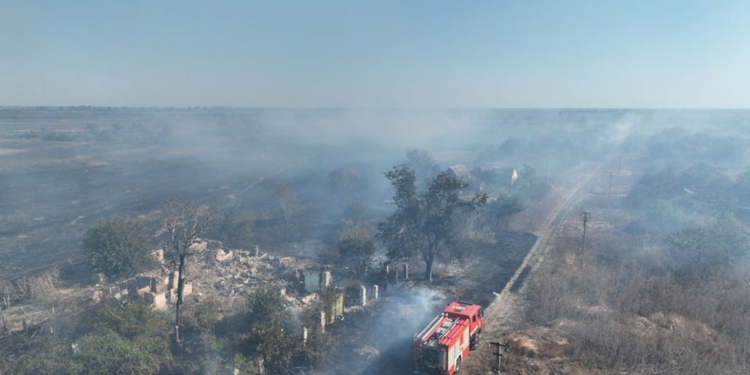 На Миколаївщині триває гасіння двох масштабних пожеж в екосистемах – вогонь може перекинутись на будинки (ФОТО)