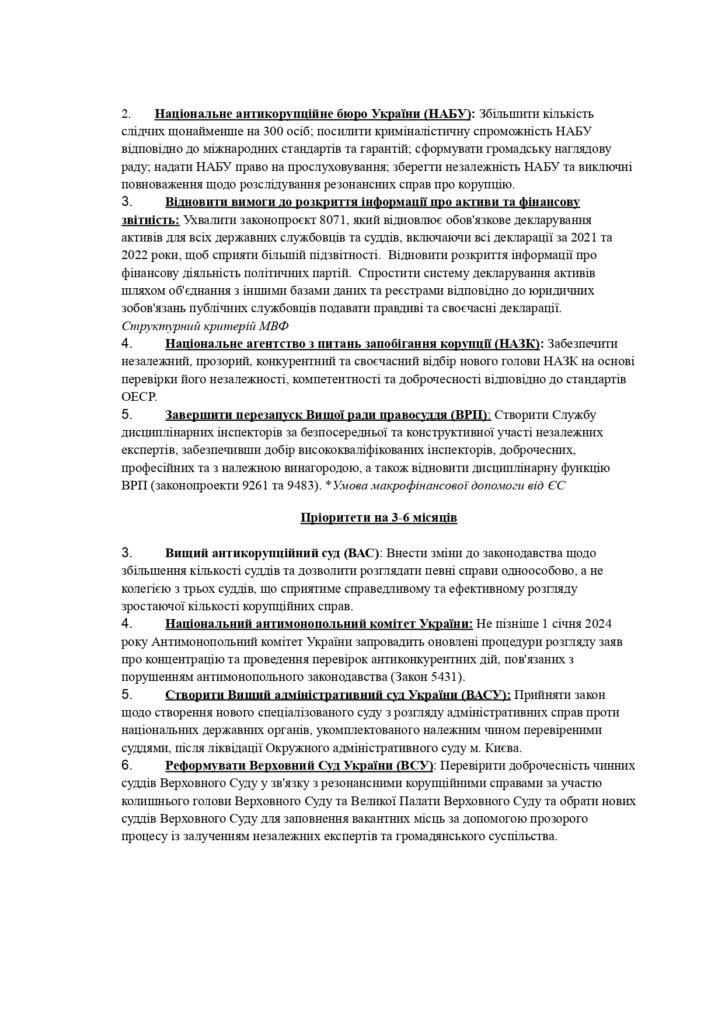 Білий дім надіслав в ОП перелік реформ, які має здійснити Україна для отримання допомоги (ДОКУМЕНТ) 4