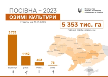 За тиждень в Україні посіяно ще +362 тис.га озимих зернових культур