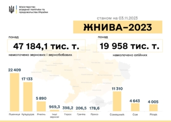 Жнива-2023: в Україні зібрано понад 67 млн тонн зернових та олійних культур
