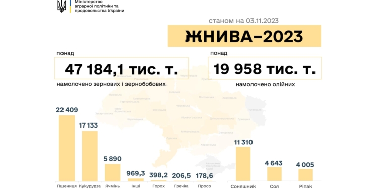 Жнива-2023: в Україні зібрано понад 67 млн тонн зернових та олійних культур