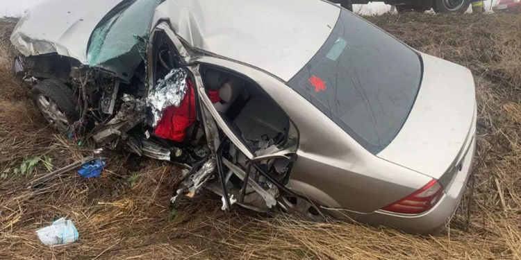 На Миколаївщині на слизькій дорозі FORD Mondeo злетів в кювет (ФОТО)