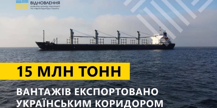За 5 місяців Українським коридором експортовано майже 15 млн.тонн вантажів