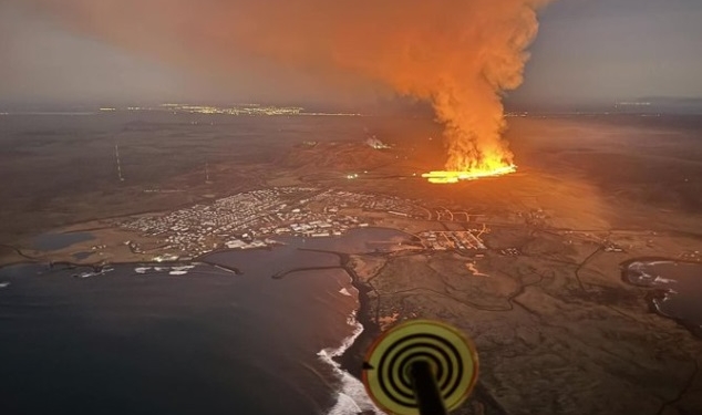 В Ісландії почалось виверження вулкану – мешканців сусіднього містечка евакуювали (ВІДЕО)