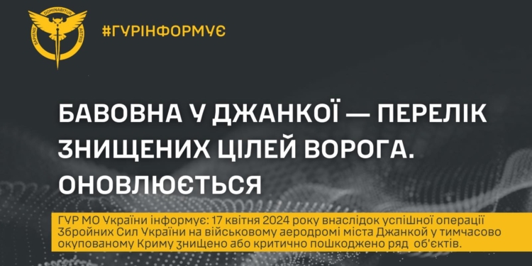 В ГУР розповіли про наслідки атаки по аеродрому у Джанкої