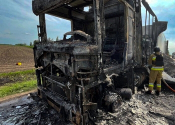 На одній з трас Миколаївщини знов довелось гасити вантажівку (ФОТО)