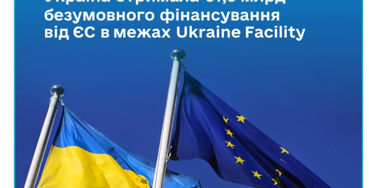 Україна отримала від ЄС 1,9 млрд євро безумовного фінансування у межах Ukraine Facility