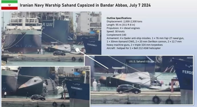 В Ірані затонув один із сучасніших кораблів ВМС