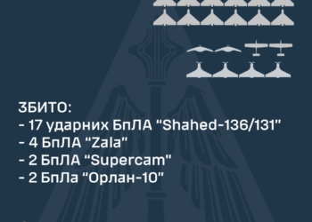 Збито 17 із 23 «шахедів» та 8 ворожих розвідувальних БпЛА