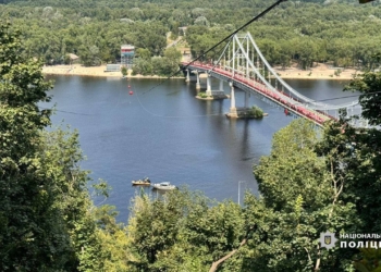 У Києві на атракціоні «Канатна переправа» під час обриву тросу перебувала людина – хлопця, який впав у воду, шукають (ФОТО)