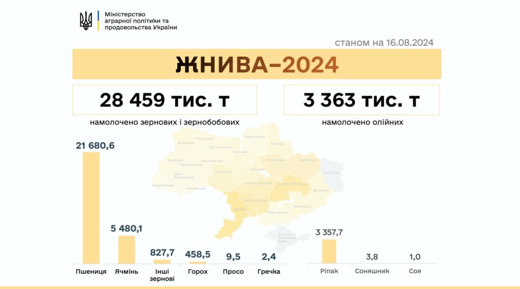 В Україні вже намолочено понад 31,9 мільйонів тонн зернових та олійних, аграрії Миколаївщини вже збирають соняшник 1