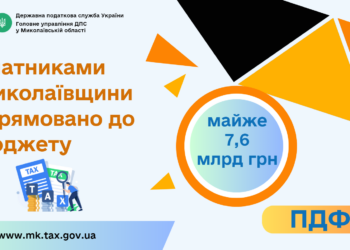 Платниками Миколаївщини спрямовано до бюджету майже 7,6 млрд. грн. ПДФО