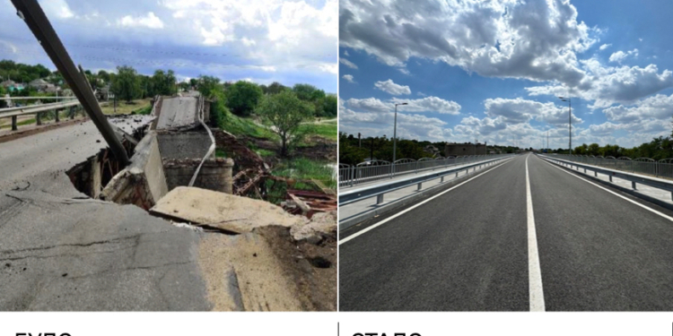 Відновлення зруйнованого окупантами автомобільного мосту в Вознесенську:  характеристики відбудови (ФОТО)