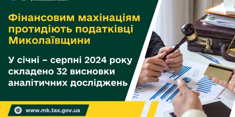 Податківці Миколаївщини з початку року провели 32 аналітичних дослідження щодо підозрілих фіноперацій, а бюджет отримав додатково понад 1 млн.грн.