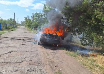 На Миколаївщині під час руху спалахнула автівка (ФОТО)