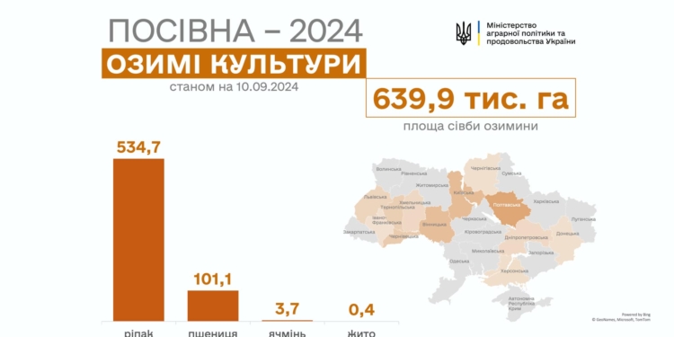 В Україні сіють озимий ріпак у 18-ти областях