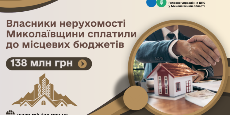 Власники нерухомості Миколаївщини сплатили до місцевих бюджетів 138 млн.грн.