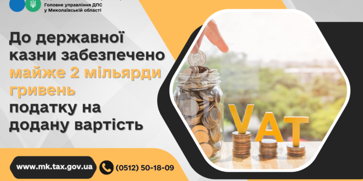 До державної казни забезпечено майже 2 млрд. грн. податку на додану вартість, – ДПС Миколаївщини