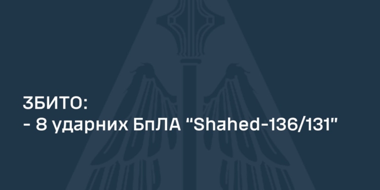 Вночі над Україною збито 8 «шахедів», один з них – на Миколаївщині