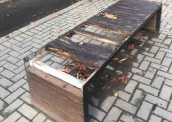 Черговий випадок вандалізму у Миколаєві – невідомі спалили лавку (ФОТО)