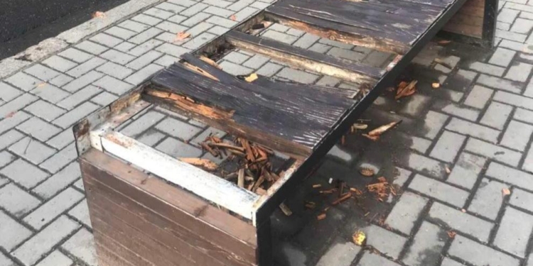 Черговий випадок вандалізму у Миколаєві – невідомі спалили лавку (ФОТО)