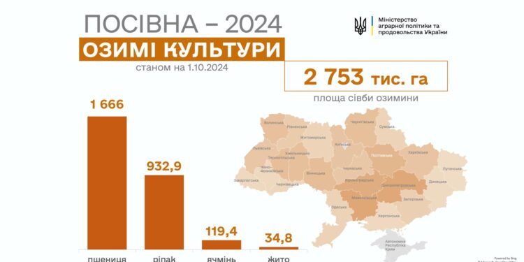 В Україні вже посіяно 2,8 млн га озимих культур