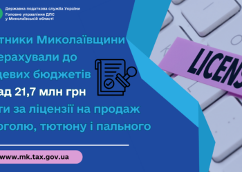 Платники Миколаївщини перерахували до місцевих бюджетів понад 21,7 млн грн за ліцензії на продаж алкоголю, тютюну і пального