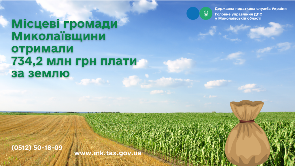 Місцеві громади Миколаївщини отримали 734,2 млн грн плати за землю 1