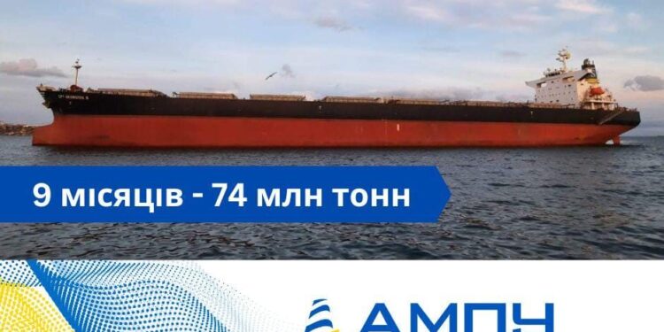 74 млн тонн – вантажообіг українських портів за 9 місяців