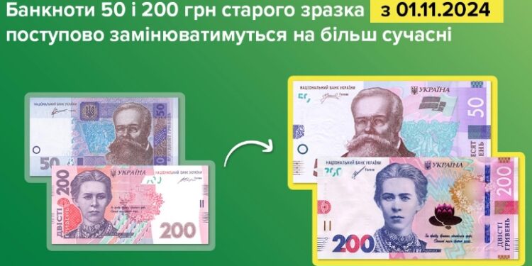 В Україні з 1 листопада почнуть виводити з обігу старі банкноти двох номіналів
