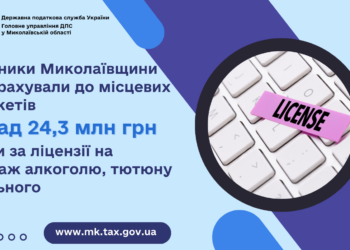 Платники Миколаївщини перерахували до місцевих бюджетів понад 24,3 млн грн за ліцензії на продаж алкоголю, тютюну і пального