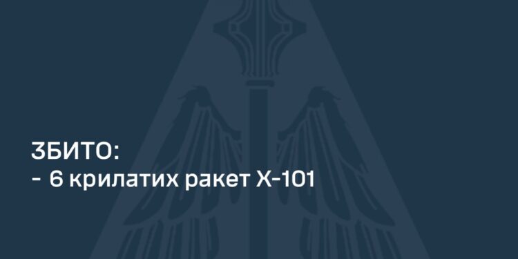 Над Україною збито 6 крилатих ракет Х-101