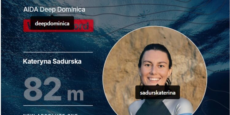«Українська косатка» Катерина Садурська з Миколаєва встановила новий світовий рекорд у глибинному фрідайвінгу – вже 6-й за цей рік (ВІДЕО)
