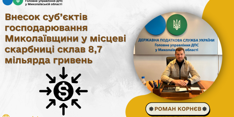 Місцеві бюджети Миколаївщини отримали 8,7 млрд.грн. податків та зборів