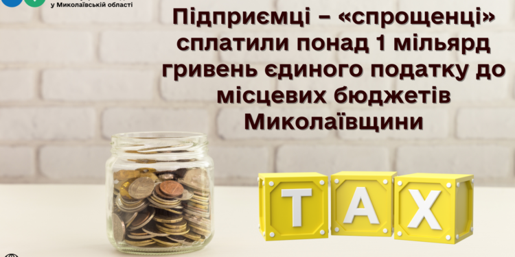 Підприємці–«спрощенці» сплатили понад 1 млрд.грн. єдиного податку до місцевих бюджетів Миколаївщини