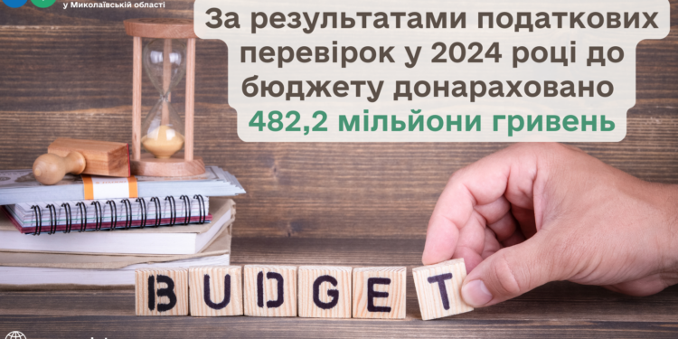 За результатами податкових перевірок у 2024 році до бюджету донараховано 482,2 млн грн, – ДПС Миколаївщини