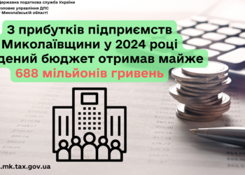 З прибутків підприємств Миколаївщини у 2024 році зведений бюджет отримав майже 688 млн грн