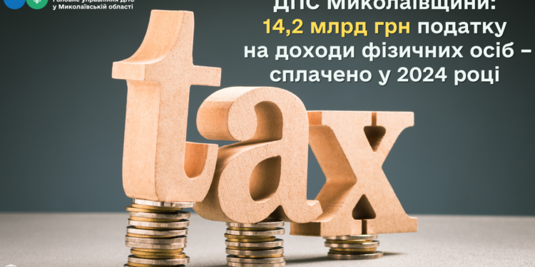 ДПС Миколаївщини: 14,2 млрд грн податку на доходи фізичних осіб – сплачено у 2024 році