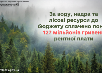 На Миколаївщині за воду, надра та лісові ресурси до бюджету сплачено понад 127 млн грн рентної плати
