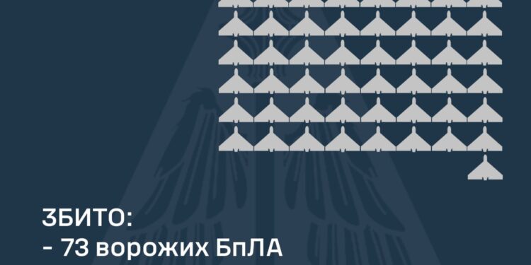 Збито 73 зі 133 ворожих БпЛА, внаслідок атак постраждали 5 регіонів