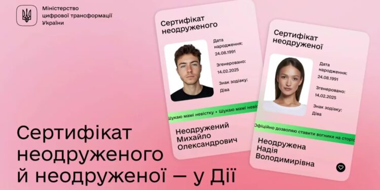 Ну, з Днем закоханих! У Дії тепер є сертифікат неодруженого й неодруженої