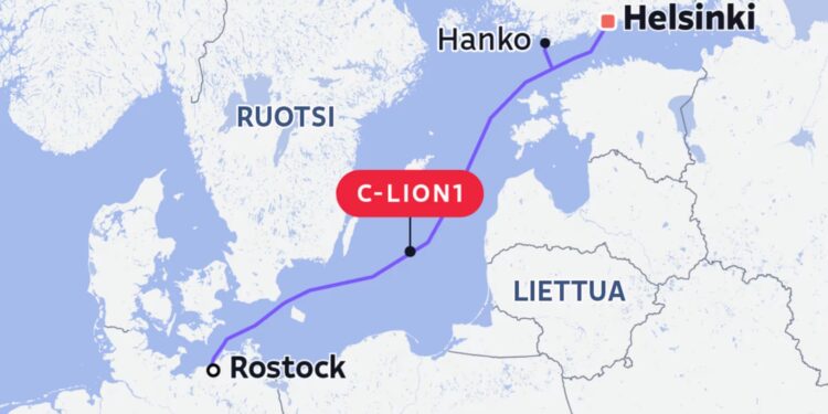 У Балтійському морі знову пошкоджено кабель між Фінляндією та Німеччиною