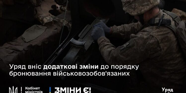 Уряд вніс додаткові зміни до порядку бронювання військовозобов’язаних