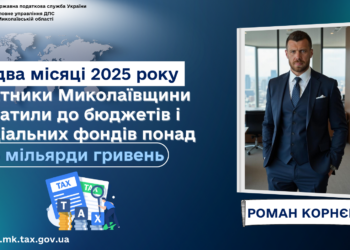 За два місяці 2025 року платники Миколаївщини сплатили до бюджетів і соціальних фондів понад 4 млрд грн