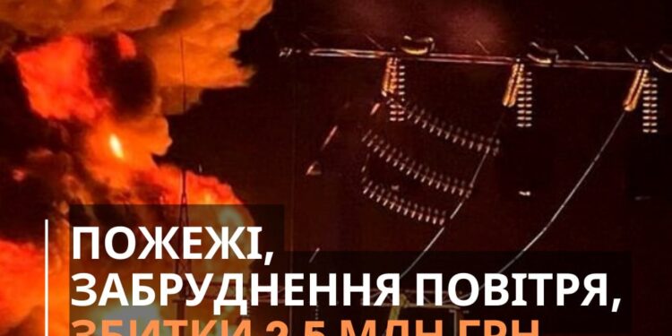 За лютий пожежі на Миколаївщині, спричинені російськими обстрілами, завдали шкоди повітрю на 2,5 млн.грн.