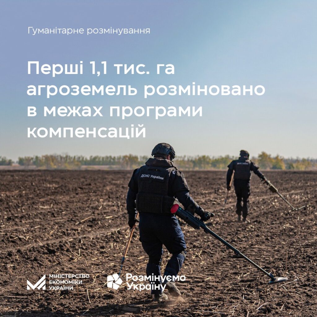 Перші 1,1 тис. га агроугідь у 4 регіонах очищено операторами гуманітарного розмінування, зокрема, і на Миколаївщині 1