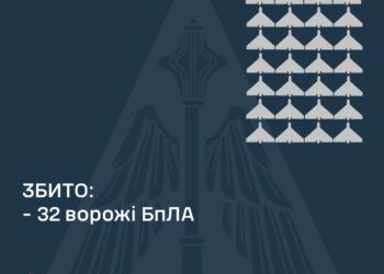 Збито 32 з 55 ворожих БпЛА, внаслідок атаки постраждали 2 регіони